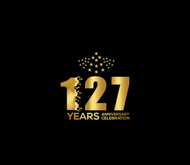 Celebration of Festivals Days 127 Year Anniversary, Invitations, Party Events, Company Based, Banners, Posters, Card Material, Gold Colors Design