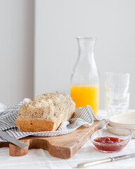 breakfast with orange juice and gluten free bread