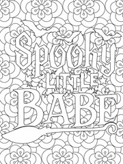 Halloween quotes coloring pages design .inspirational words coloring book pages design.