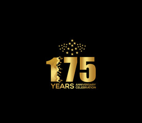 Celebration of Festivals Days 175 Year Anniversary, Invitations, Party Events, Company Based, Banners, Posters, Card Material, Gold Colors Design