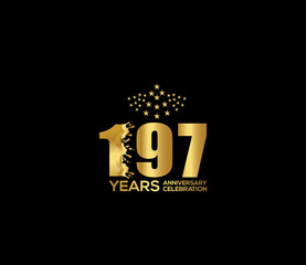 Celebration of Festivals Days 197 Year Anniversary, Invitations, Party Events, Company Based, Banners, Posters, Card Material, Gold Colors Design