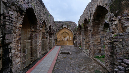 Mandavs inside the Rani <Mahal, Golkonda, Hyderabad, Telangana, India