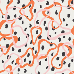 Abstract geometric seamless pattern with chaotic Irregular shapes. Flat drawing. Simple modern ornament for background, sportswear, fabric and textile.