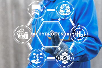 Modern industrial ecology concept of green pure hydrogen production. H2 fuel - renewable energy manufacturing.