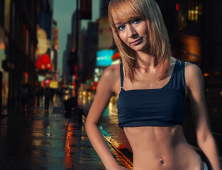 Torso shot of a sporty women in a street