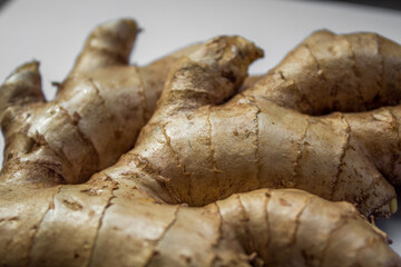 ginger root on white background