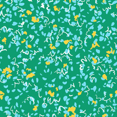 Fototapeta na wymiar Minimalistic floral seamless pattern. Outline contour lines forming flower petals and buds in bloom. Simple geometric shapes as curved lines and brush strokes. Sketch drawing. Spring nature ornament.