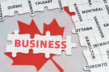 The flag of Canada features city name jigsaw puzzles and jigsaw puzzles with the words - Business