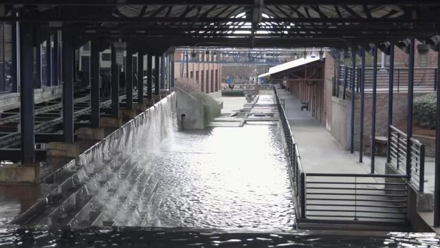 Water feature at the American Tobacco District located in Durham, NC.