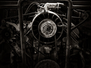 old internal combustion engine close up