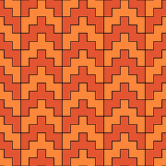 Seamless pattern. Chevrons background. Traditional architecture wallpaper. Ancient motif. Manji mosaic. Oriental ornament. Geometric digital paper. Ethnic textile print. Vector artwork.