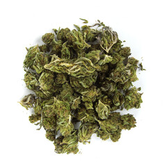 CBD or Cannabis on white background