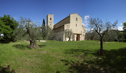 Abbey of Sant'Antimo, the Benedictine monastery in the comune of Montalcino, Tuscany, Italy