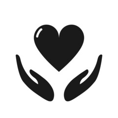 Heart in hands. Icon. Illustration