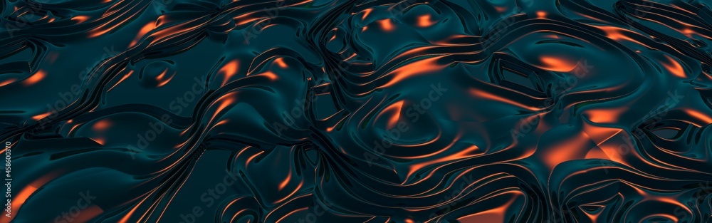 Fototapete abstract organic structure with metallic colors. 3d rendering