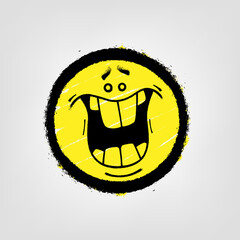 Graffiti emoticon. Smiling face painted spray paint. Vector illustration