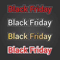 Black Friday Text red, write and black style Premium Vector