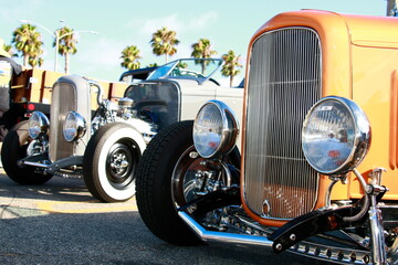 Fototapeta na wymiar Vintage American Muscle Cars V8 Front View