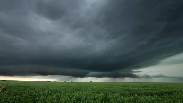 A Severe Storm Fills the Sky With Dark Clouds in Tornado Alley