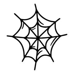 Spider Web is a linear vector icon in doodle sketch style