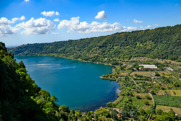 Fototapeta na wymiar View of Lake Nemi, a small town in the province of Rome, Italy.