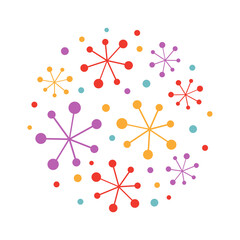 Multicolored snowflakes illustration