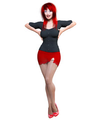 Sexy japanese secretary in mini skirt and stocking