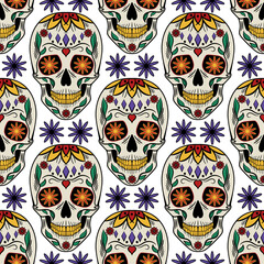 Seamless design with colorful Sugar heads