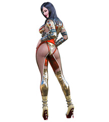 Naklejka premium 3D comics cosplay anime secret agent woman.