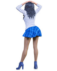 Beautiful woman in short skirt and boots.