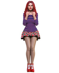 Beautiful woman in short skirt and boots.