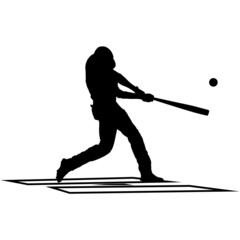 Baseball batter in ready position to playing on the Home Plate position. Baseball batter at work on baseball field. detailed realistic silhouette