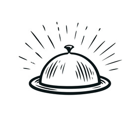 Tray with lid for hot dishes icon. Dinner, restaurant symbol. Vector illustration