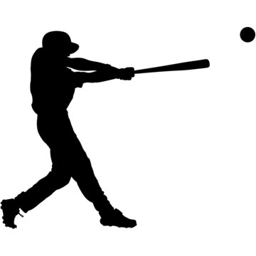 recommend clip art: baseball game batter player, also known as batsman - batman in motion to hit a pitcher's ball with the bat when teeing off. detailed realistic silhouette