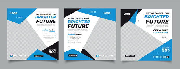 Naklejka premium Dentist and dental care for social media post template