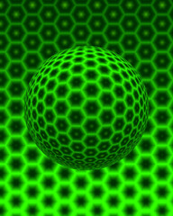abstract green 3d sphere with hexagonal pattern	

