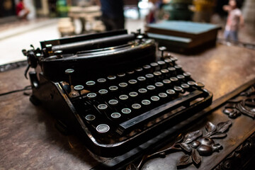 Old vintage typewriter on a table