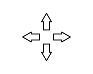 Joystick arrows button line icon. linear style sign for mobile concept and web design. Arrows in four directions outline vector icon. Symbol, logo illustration. Pixel perfect vector graphics