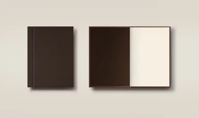 Fotobehang menu render with brown leather cover © Un-Branded (P4MM)