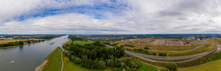 Fototapeta na wymiar Panoramic view of the disposal center in Leverkusen. Drone photography