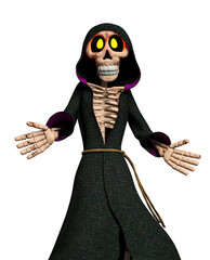 funny skeleton in cloak is saying what is going on
