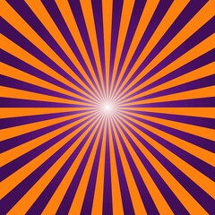 Orange and purple Sunburst Pattern Background. Rays. Sunburst background. Vector illustration. Orange and purple radial Halloween background. Halftone background.