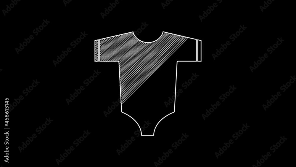 Wall mural White line Baby clothes icon isolated on black background. Baby clothing for baby girl and boy. Baby bodysuit. 4K Video motion graphic animation