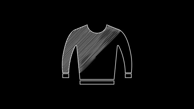 White line Sweater icon isolated on black background. Pullover icon. 4K Video motion graphic animation