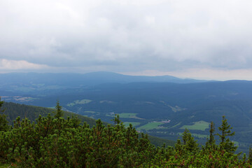 Fototapeta na wymiar Clean Landscape in mountains Hruby Jesenik in the northeastern Bohemia, Czech Republic