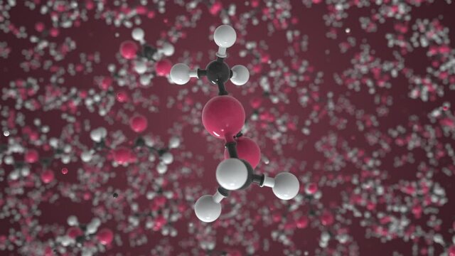 Methyl acetate molecule, scientific molecular model, looping 3d animation
