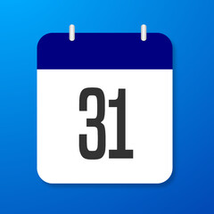 Calendar vector image. Vector image of white and blue calendar with the number of the 31th.