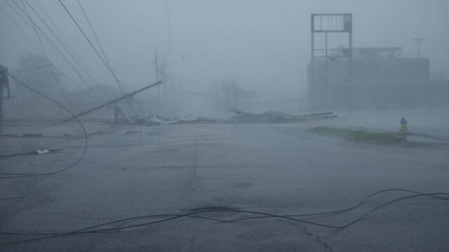 Hurricane Ida Ravages Houma, LA USA As A Category 4 Storm On August 29, 2021