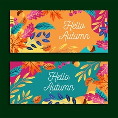 hand drawn autumn banner template vector design illustration