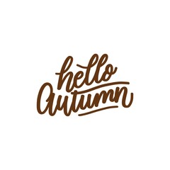 hello autumn lettering background with photo vector design illustration